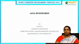 LEC02 Object Oriented Programming Using Java  Java Buzzwords by Mrs S Navya [upl. by Brodie]