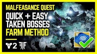 Destiny 2  1 TAKEN BOSS EVERY MINUTE  City of Secrets Malfeasance Quest Step  Farm Method [upl. by Eirdua]