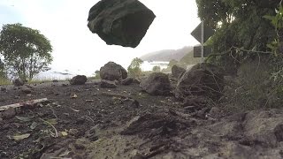 Landslide and rockfall during Kaikoura Earthquake aftershock [upl. by Enilrek385]