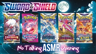 Pokemon Sword and Shield Loose Booster Packs Opening  ASMR No Talking Unboxing [upl. by Ibmab]