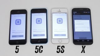 iPhone 5s vs iPhone 5c vs iPhone 5 vs Moto X Benchmark Test Geekbench [upl. by Asyar]