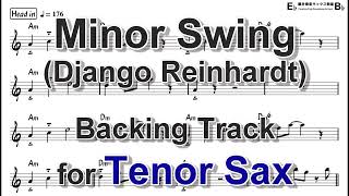 Minor Swing Django Reinhardt  Backing Track with Sheet Music for Tenor Sax [upl. by Odyssey967]