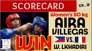 BOXING SCORECARD  AIRA VILLEGAS vs Wassila Lkhadiri Philippines France 2024 Paris Summer Olympics [upl. by Carson]