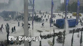 Kazakh police release footage of violent clashes with protesters [upl. by Sgninnej]