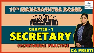 CHAPTER 1  LECTURE 1  SECRETARY  11TH SECRETARIAL PRACTICE  MAHARASTRA BOARD [upl. by Barnabe]