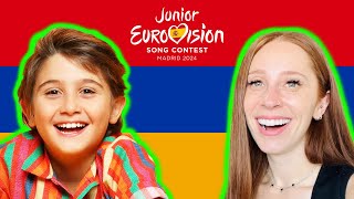 LETS REACT TO ARMENIAS SONG FOR JUNIOR EUROVISION 2024  LEO quotCOSMIC FRIENDquot [upl. by Acinod]