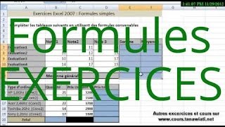 Microsoft Excel Exercice sur les formules simples  Correction [upl. by Serra]