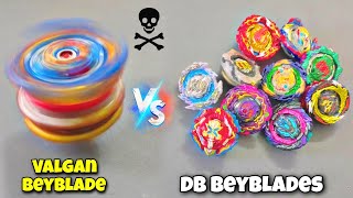 valgan beyblade vs all db beyblades fight  heavy battle [upl. by Ardnama]