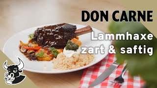 Geschmorte Lammhaxe  saftig amp zart  Rezept  DON CARNE [upl. by Akinimod481]