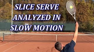 Tennis Slice Serve Analyzed In Slow Motion [upl. by Arikehs]