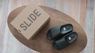 YEEZY SLIDE ONYX 2023 UNBOXING  SIZING IS IMPORTANT [upl. by Nnayecats]