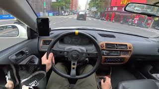 POV Manual Car Commuting in Traffic with Pedal Cam ASMR  HONDA Civic [upl. by Artkele]