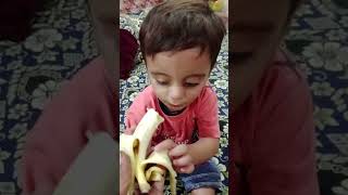 baby eating banana [upl. by Llerrad]