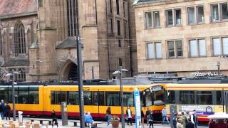 Heilbronn  SBahn und Straßenbahn begegnen sich am Heilbronner Rathaus [upl. by Adroj653]