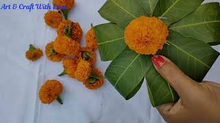 Diwali Decoration ideasMango Leaf DecorationMarigold Flower DecorDIY Mango Leaf Craft [upl. by Samuela231]