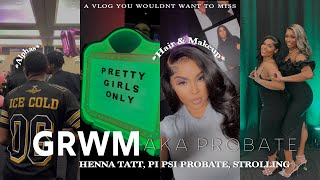 GRWM FOR AKA PROBATE  henna tatt hair amp makeup alphas [upl. by Yarised]