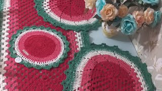 crochet jogo de cozinha melancia [upl. by Yecnay]