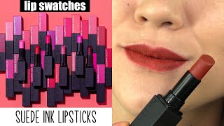 Revlon ColorStay SUEDE INK LIPSTICKS  Lip SWATCHES amp Review [upl. by Susejedesoj543]