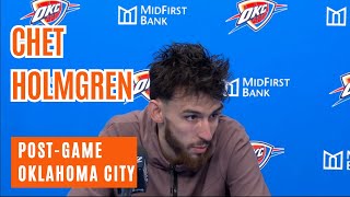 Chet Holmgren PostGame Interview BIG WIN vs Boston 127123 [upl. by Maunsell]