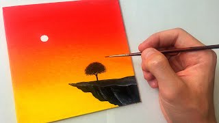 Easy Acrylic Sunset Painting for Beginners  Step by Step Tutorial [upl. by Nommad]