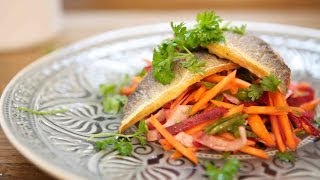 Peppers Crispy Skin Sea Bass on a Fresh Spring Salad [upl. by Chambers]