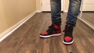 Jordan 1 Banned Bred w on Foot Review [upl. by Eniamat903]