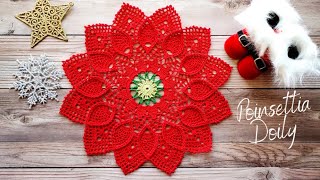 How to crochet Poinsettia Doily 🎄 [upl. by Eerac]