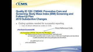 Three Eligible Clinician eCQMs with Substantive Changes for the 2019 Performance Year  Feb 27 2019 [upl. by Buddy]