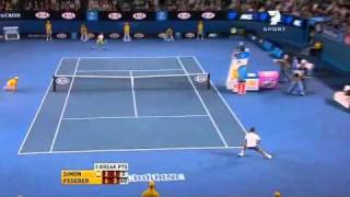 2011 Australian Open R2 Simon vs Federer Highlights Pt 1 [upl. by Hoyt223]