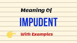 Meaning Of Impudent  Synonyms Antonyms  Examples  Adjective Adverb  UrduHindi [upl. by Lesig656]