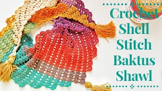 Crochet Shell Stitch Baktus Shawl  Crochet Simple Cowl [upl. by Carolynne]