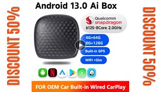 CarPlay Ai Box 8128G Android 13 Netflix YouTube Wireless Carplay Android Auto QCM6125 8 Core CPU 4G [upl. by Yardley]