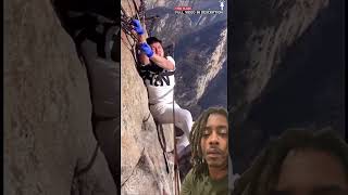 No insurance companies covering you 😂 climbing adventure mountains extremesports reaction [upl. by Twitt]