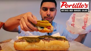 Portillos Beef and Hotdog Mukbang [upl. by Akinirt]