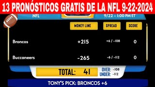 13 Pronósticos GRATIS de la NFL para Hoy Domingo 9222024 Week 3 [upl. by Anneh]