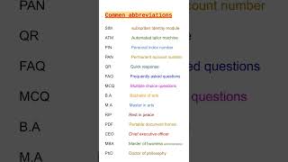 Full form or abbreviations english spokenenglish shortvideo [upl. by Etnaid]