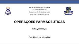 FAR145  Operações Farmacêuticas 4 Homogeneização [upl. by Adi646]