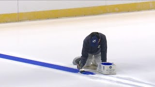 Ice installation begins at Amalie Arena for Lightning hockey [upl. by Ahsimin]