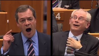 Nigel Farage insults Herman van Rompuy calls EU President a quotDAMP RAGquot [upl. by Gaye]