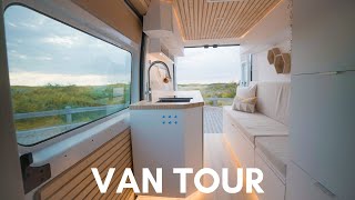 VAN TOUR  MINIMAL MODERN OPEN CONCEPT CAMPER Van For Fulltime Van life  PROMASTER STEALTH CAMPER [upl. by Yecats489]