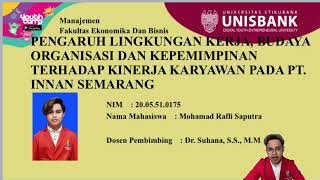 PENGARUH LINGKUNGAN KERJA BUDAYA ORGANISASI DAN KEPEMIMPINAN TERHADAP KINERJA KARYAWAN [upl. by Divadnahtanoj]