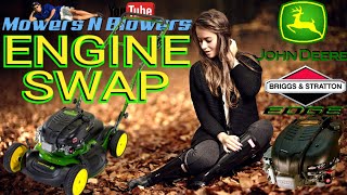 FREE JOHN DEERE JS63 SELF PROPELLED PUSH LAWN MOWER BRIGGS EDGE ENGINE SWAP PRIME AUTO CHOKE PROJECT [upl. by Oirromed480]