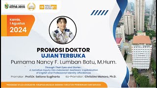 Sidang Terbuka Doktor Linguistik Terapan Bahasa Inggris  Purnama Nancy F Lumban Batu [upl. by Ellennoj]