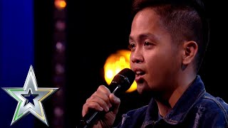 Nervous singer Rodelle from the Philippines lights up the stage  Irelands Got Talent 2019 [upl. by Inat]