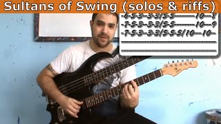 Guitar Tutorial Sultans of Swing Solos amp Riffs [upl. by Wenonah]