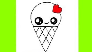 Easy Ice Cream Drawing How to Draw Cute Ice Cream Step by Step Very Easy Picture Drawings [upl. by Hylton670]