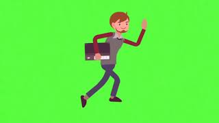 green screen worker run go to office [upl. by Themis206]