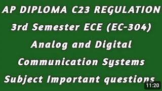 AP DIPLOMA C23 ECE BRANCH ANALOG AND DIGITAL COMMUNICATION SYSTEM SUBJECT IMPORTANT QUESTIONS [upl. by Engdahl]