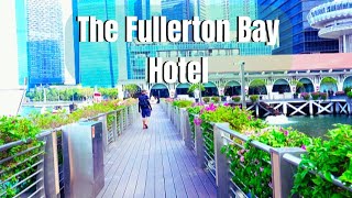 Walking Tour in front of The Fullerton Bay Hotel Singapore 🏩🌿🌸🪻🌸 [upl. by Airdnaz]