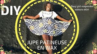 COUDRE UNE JUPE PATINEUSE À BRETELLES JUPE CERCLE EN TISSU WAXPRETTY IRO [upl. by Ailet672]